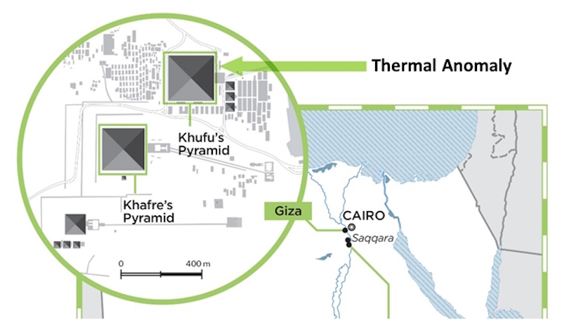 Illustration for article titled Escáneres térmicos revelan una importante anomalía en la Gran Pirámide de Guiza